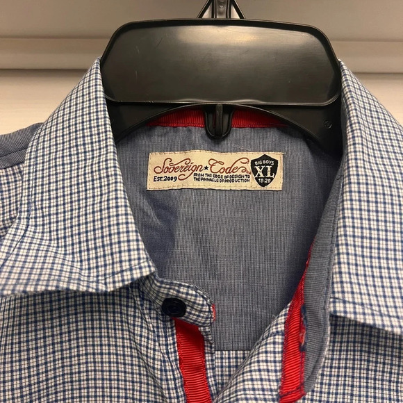 Sovereign Code Big Boys Blue Gray Button Down Long Sleeve Shirt Size XL - Picture 2 of 6